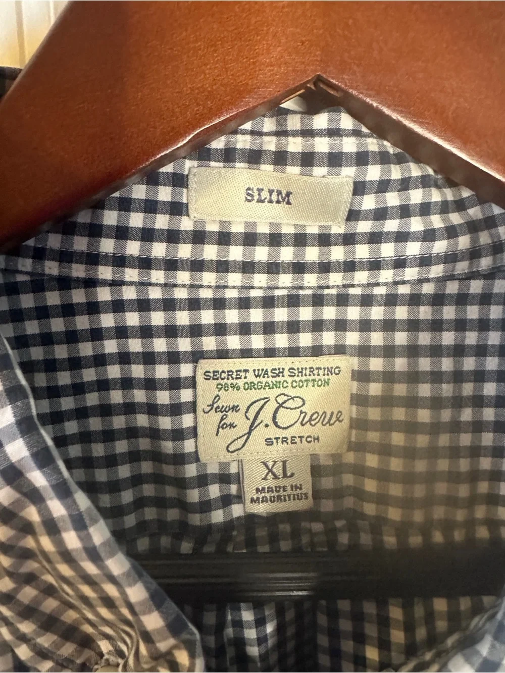 J.Crew Secret Wash Stretch Gingham Button Down Shirt Organic Cotton Preppy Slim